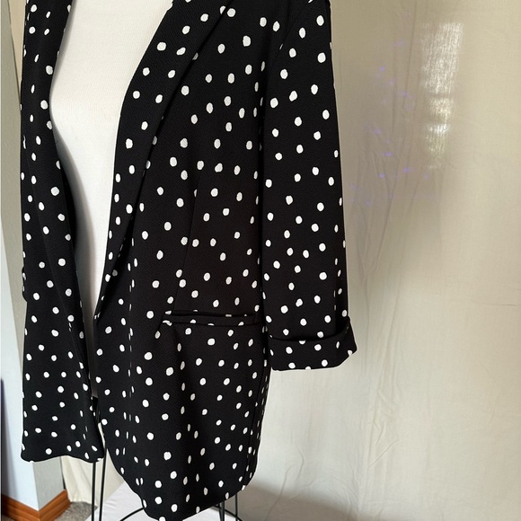 Polka Dot Blazer Maurices Versa Jacket open front black and white XXL elbow - Picture 7 of 16
